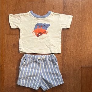 Hanna Andersson Two-Piece Graphic Tee & Striped Shorts